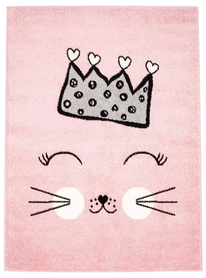 Covor roz cu pisicuță drăguță pentru fete Lăţime: 80 cm | Lungime: 150 cm
