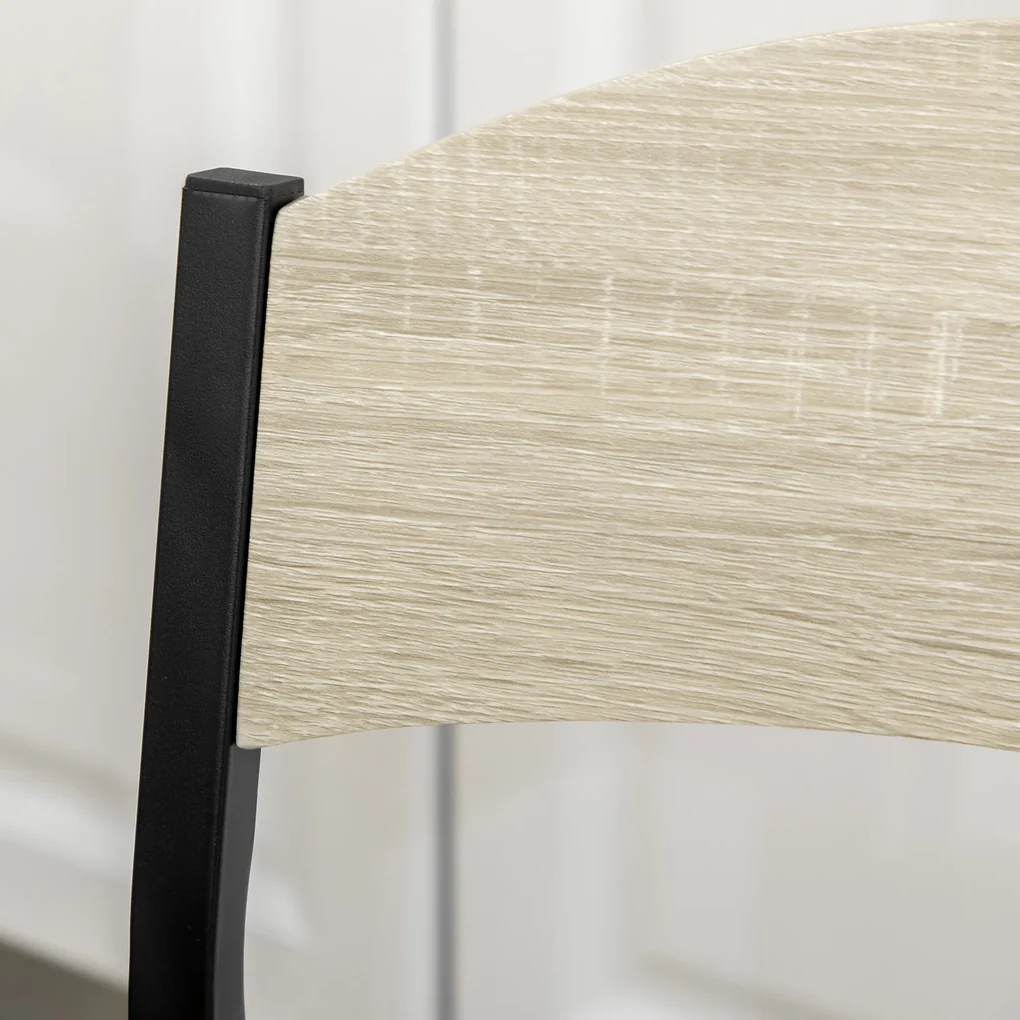Set HOMCOM de Masă și 4 Scaune, Design Dreptunghiular, Oțel și MDF, Negru și Lemn Natural, 100x63x76.5cm și 45x40x82cm | Aosom Romania