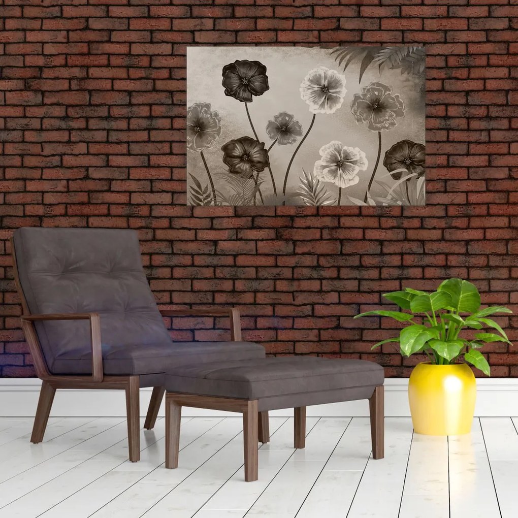 Tablou - Flori desenate (90x60 cm)