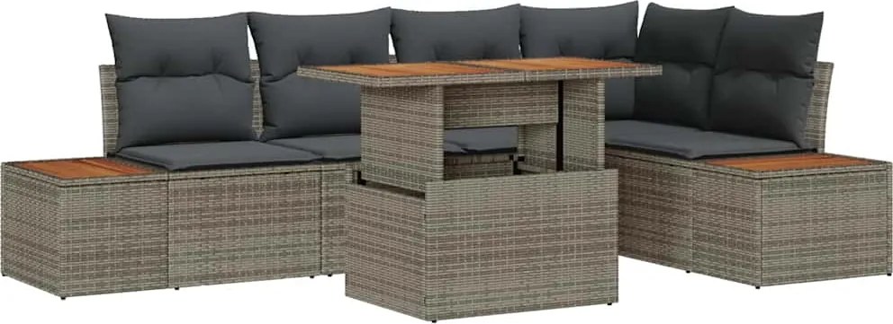 vidaXL Set de masă pentru grădină cu pernă 6 pcs Gri și Brown
