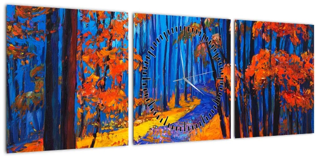 Tablou - Pădurea toamna (cu ceas) (90x30 cm)