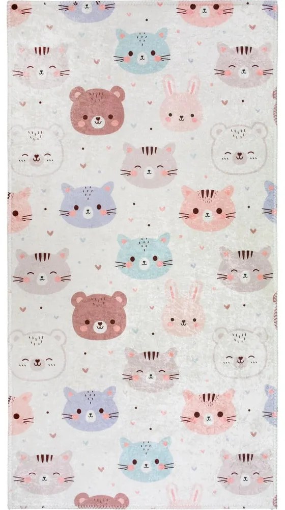 Covor pentru copii fildeș lavabil 80x150 cm Cute Animals – Vitaus