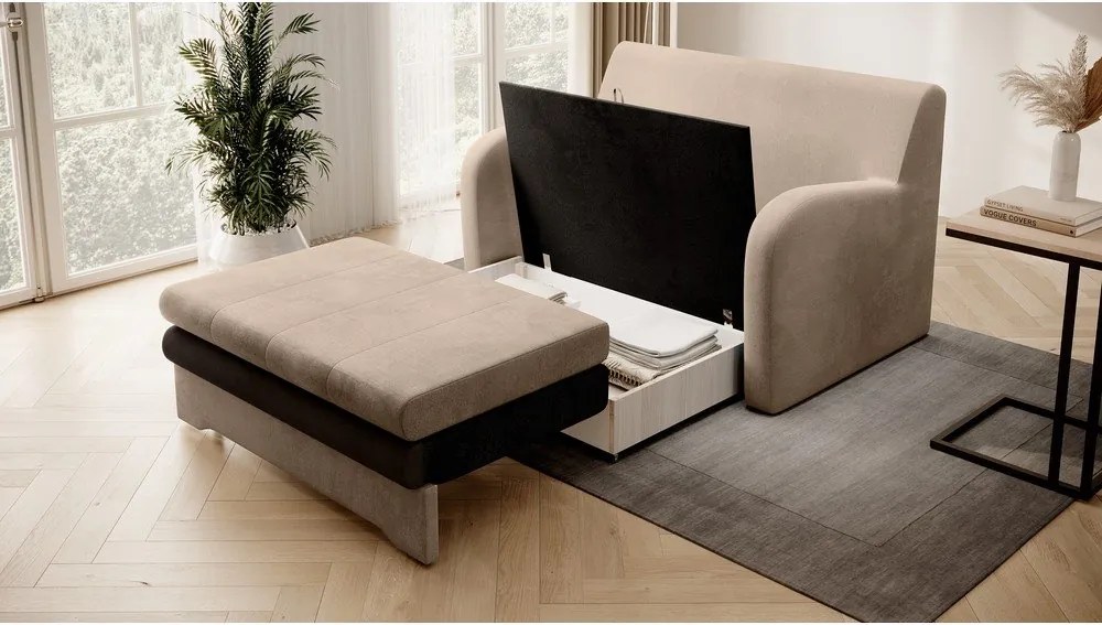 Canapea maro deschis extensibilă cu tapițerie din catifea 130 cm Ario – ELTAP