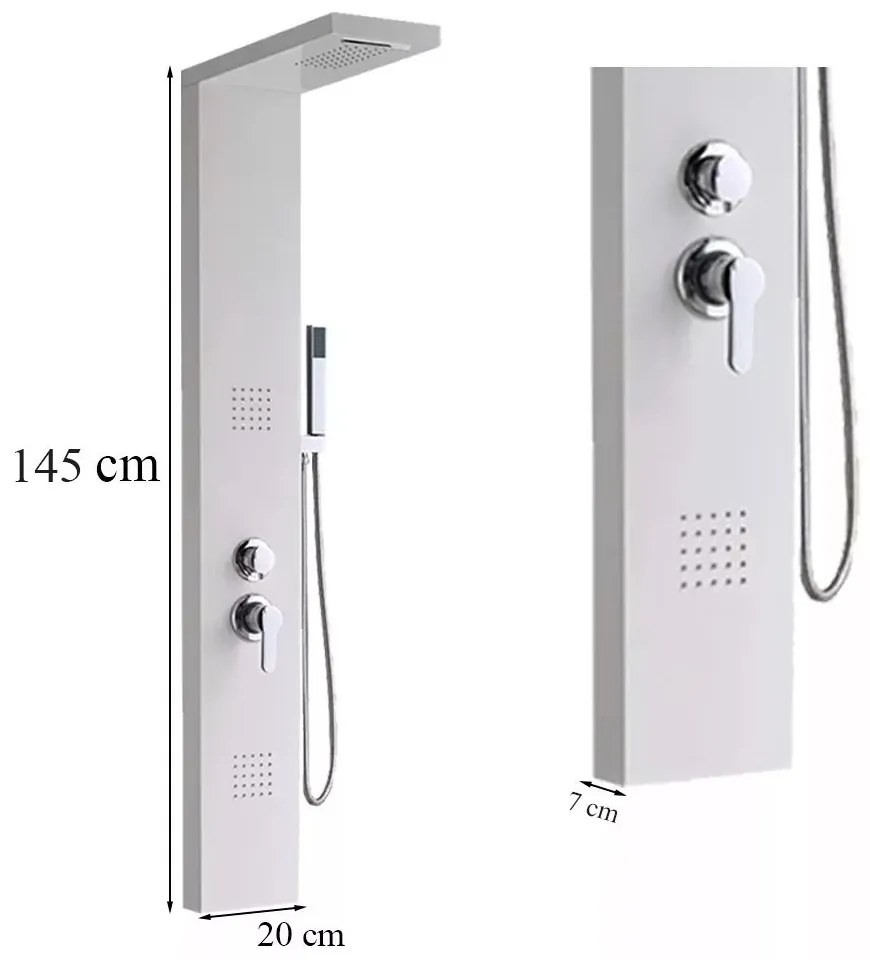 Panou de duș cu hidromasaj Malaga White