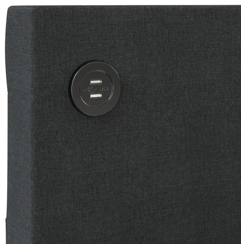 Pat de zi cu saltea si USB, negru, 90x200 cm, textil Negru