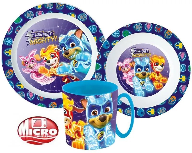 Patrula Cățelușilor set de tacâmuri, set micro plastic cu cană de 350 ml