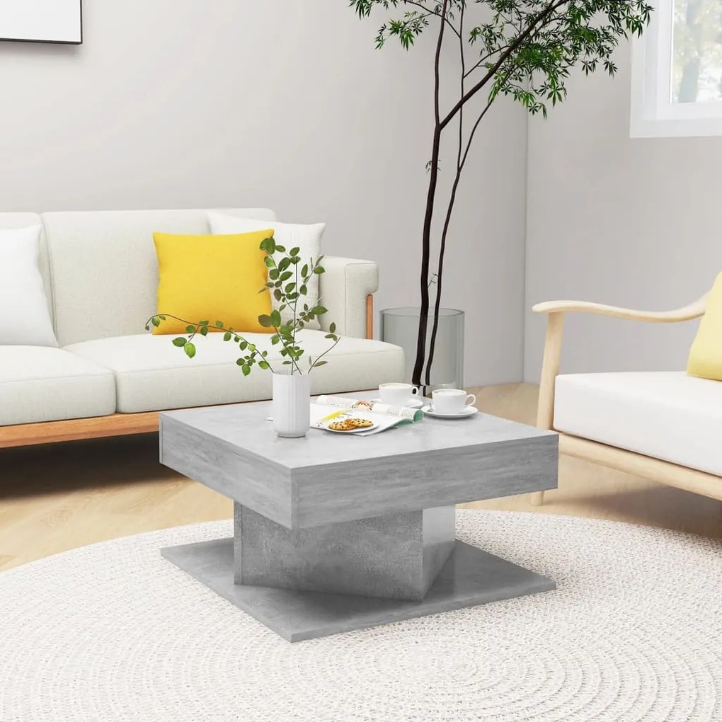 vidaXL Măsuță de cafea, gri beton, 57x57x30 cm, lemn prelucrat