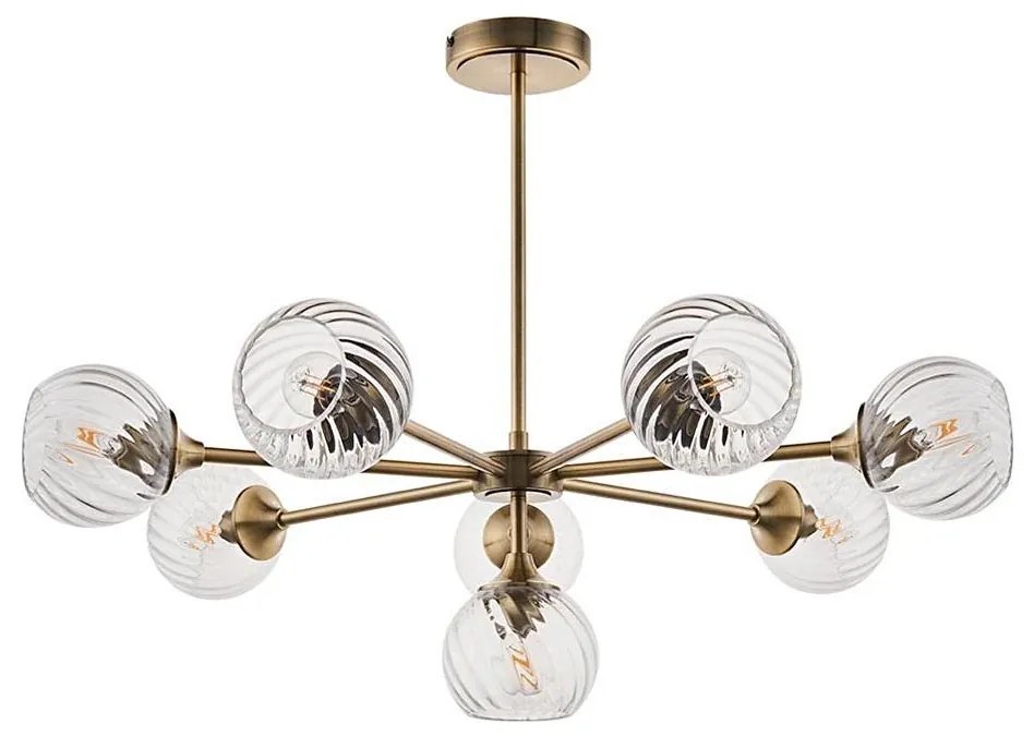 Lustră pe tijă Endon 103172 ALLEGRA 8xE14/7W/230V alamă/transparent