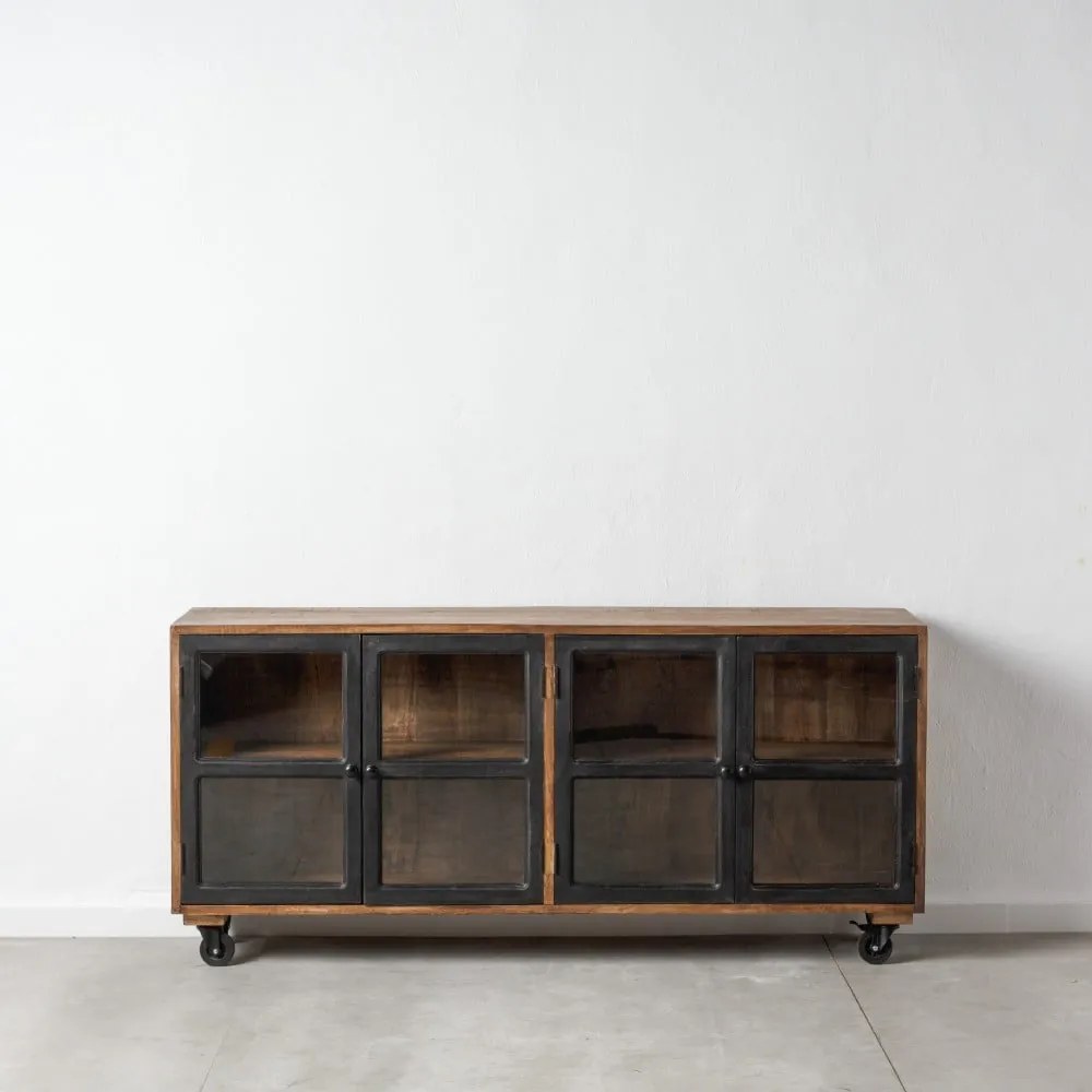 Vitrină în culoare naturală din lemn de mango 160x71 cm – Ixia