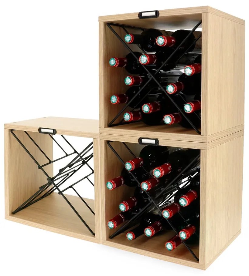 Raft pentru sticle de vin cu aspect de lemn de fag număr sticle 12 – Compactor