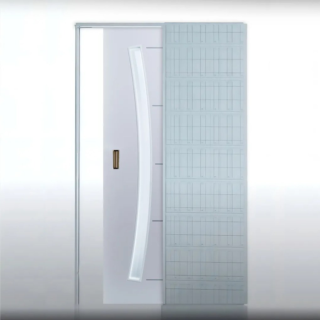 Usa glisanta cu model HDF incastrata in perete - Colectia PROGRESS 1.1 700 x 2000, 715 x 2020, Folie Decor, 1600 x 2100, Maner ingropat - fara