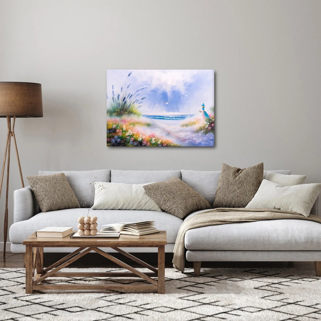 Tablou - Plaja romantică, pictură în ulei (70x50 cm)