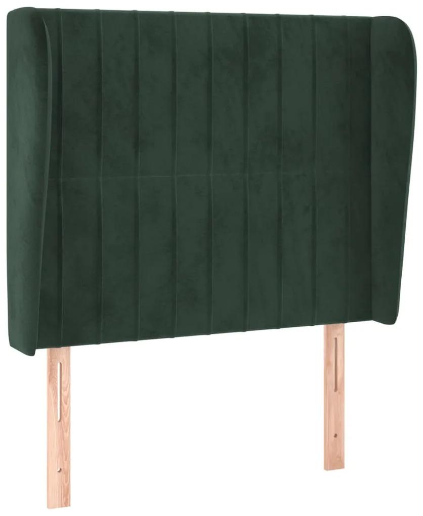 Tablie pat cu aripioare verde inchis 83x23x118 128 cm catifea 1, Verde inchis, 83 x 23 x 118 128 cm