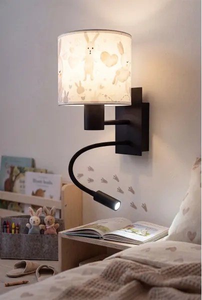 Brilagi - Lampă LED flexibilă BOBO 1xE27/25W/230V + LED/3W negru/alb/cu iepurași