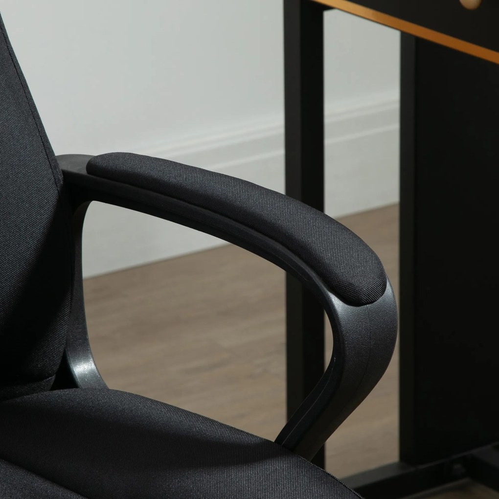 Fotoliu Birou cu Masaj, Interfata USB si Inaltime Reglabila, Tesatura efect in, Roti pivotante 60x74x106-116cm, Negru Vinsetto | Aosom Romania