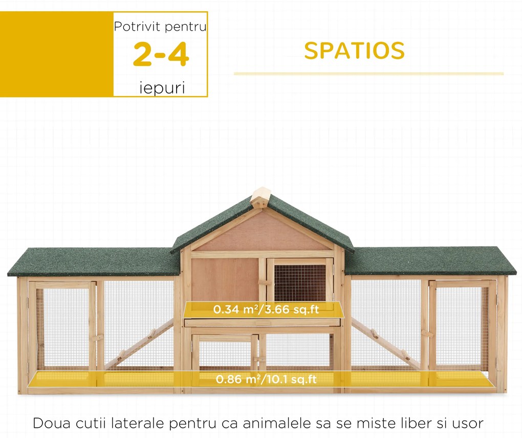 Cusca iepuri PawHut, 210x45.5x84.5 cm, lemn | Aosom Romania