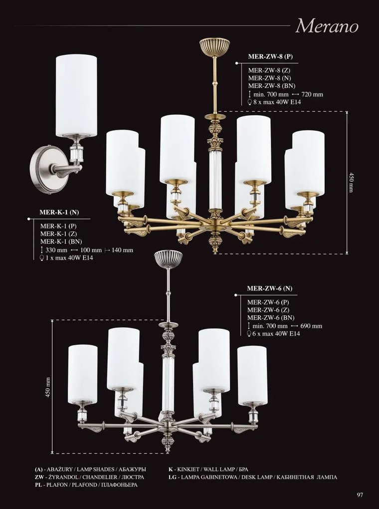 Candelabru 8 brate elegant design clasic MERANO