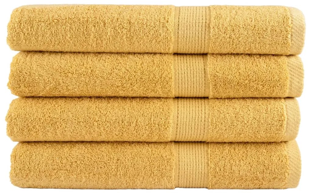 vidaXL Prosoape de saună premium SOLUND 4 buc auriu 80x200cm 600gsm