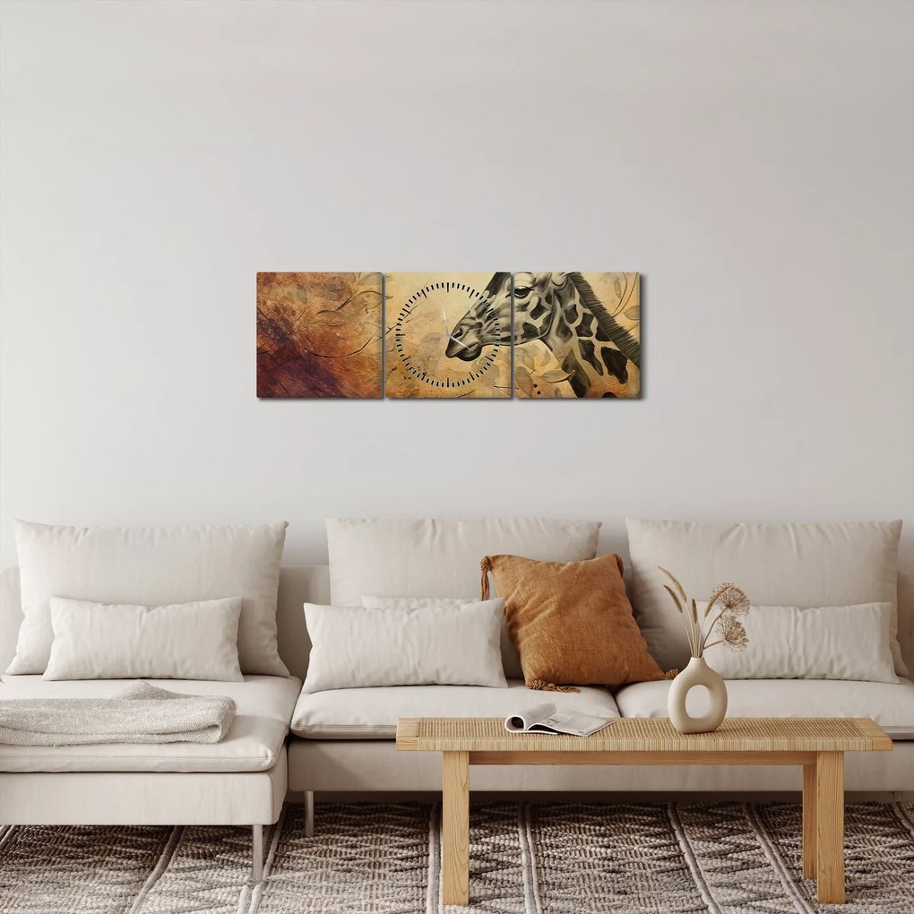 Tablou - Girafă, pictură (cu ceas) (90x30 cm)