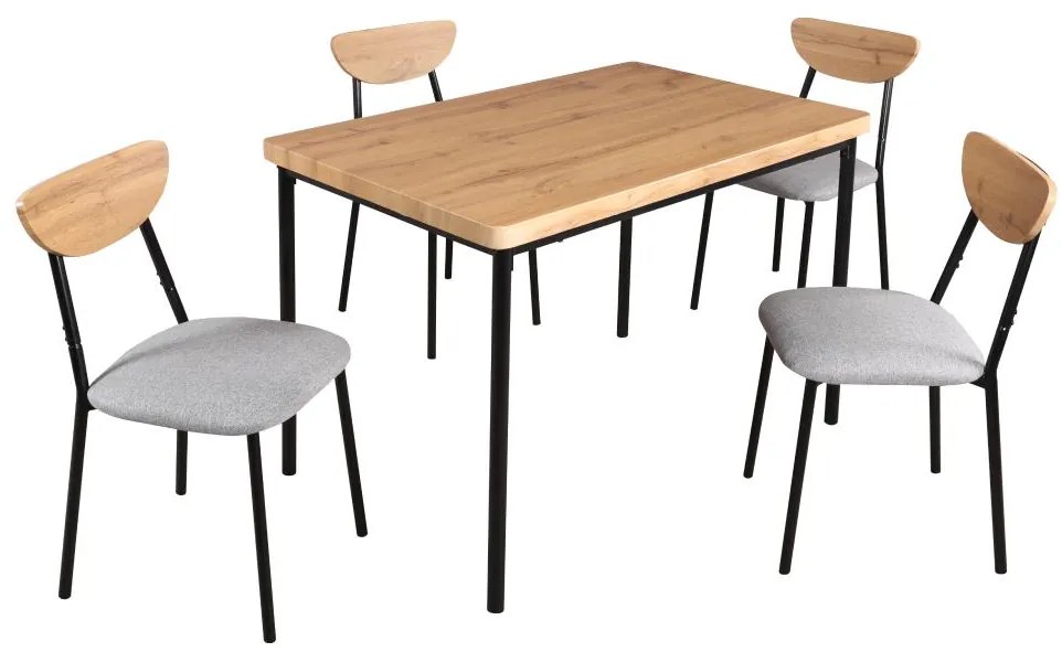 Set mobilier sufragerie Mimetizarse (stejar deschis + gri) (pentru 4 persoane). 1116413
