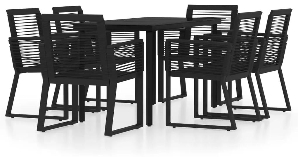Set mobilier de gradina, 7 piese, negru Lungime masa 140 cm, 7