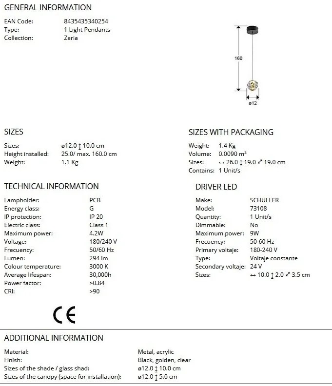 Pendul LED design decorativ modern Zaria