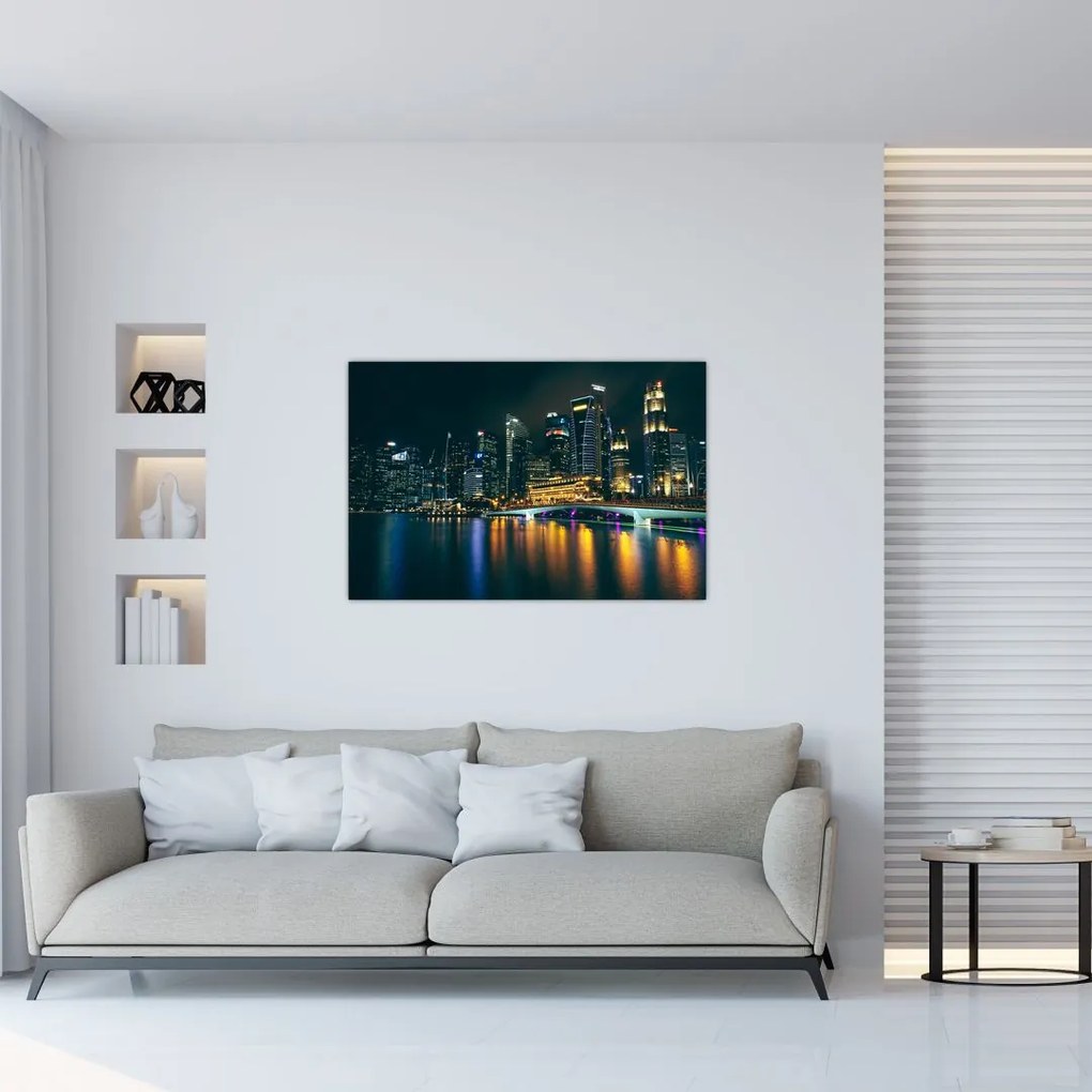 Tablou - Singapore noaptea (90x60 cm)
