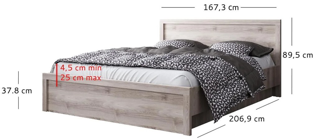 Pat matrimonial 160 cm Japon (castan nairobi) (cu somieră) (cu sp. depozitare). 1116900