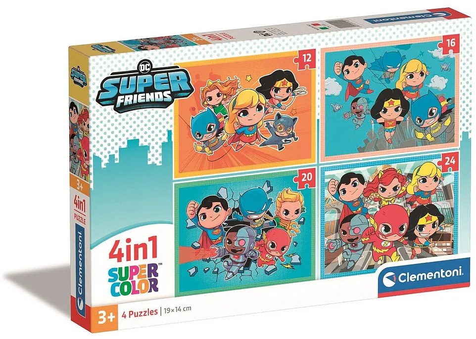 Liga Dreptății Mini-mates Puzzle 4-în-1 DC Super Hero Clementoni