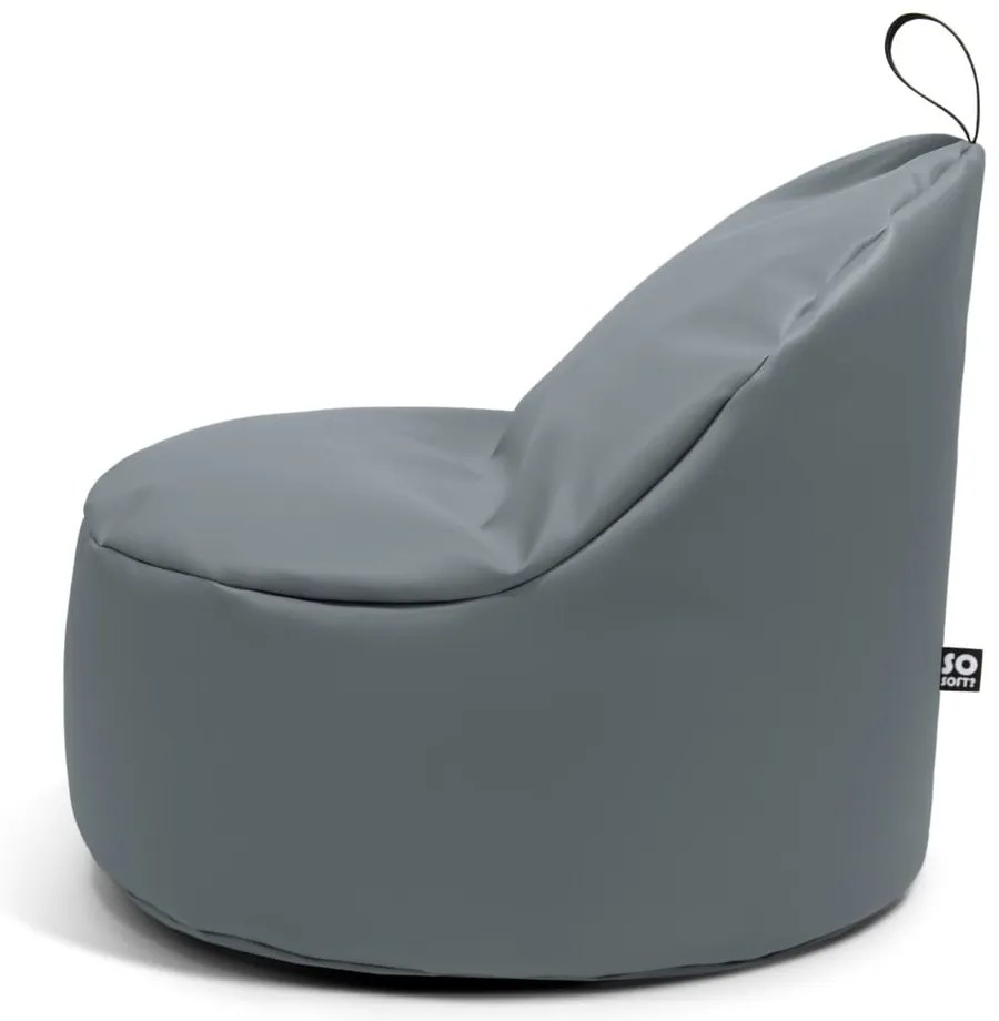 Fotoliu puf pentru copii roșu cu tapițerie din imitație de piele Round M – So Soft?