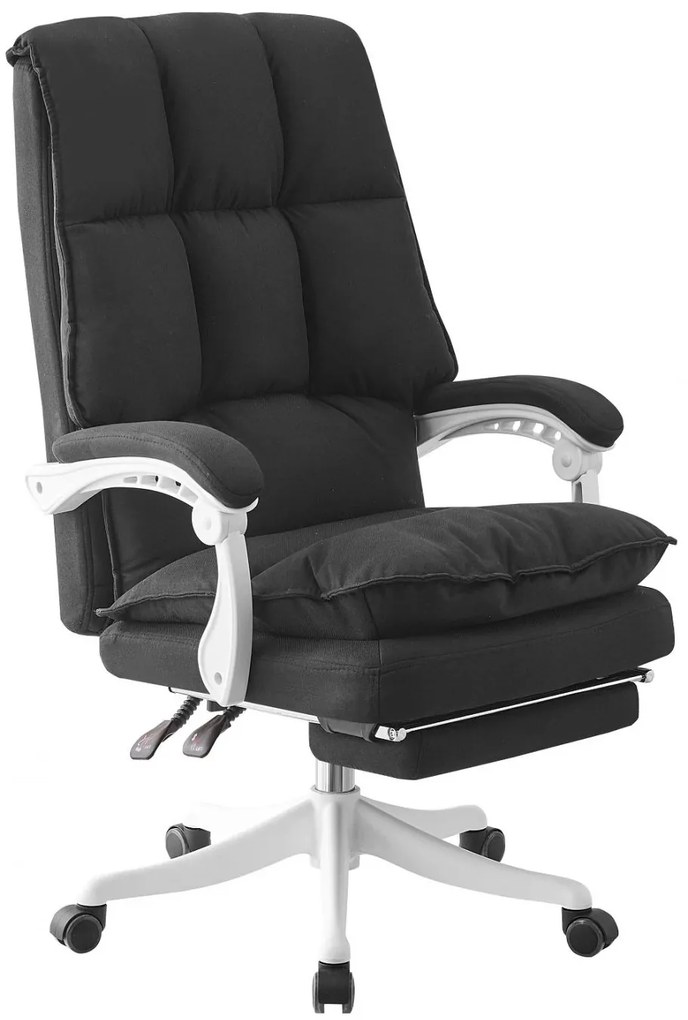 RESIGILAT- Scaun directorial, dubla buretare, suport picioare, material textil, Negru