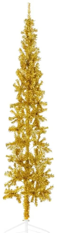 Jumatate brad de Craciun subtire cu suport, auriu, 240 cm 1, Auriu, 240 cm