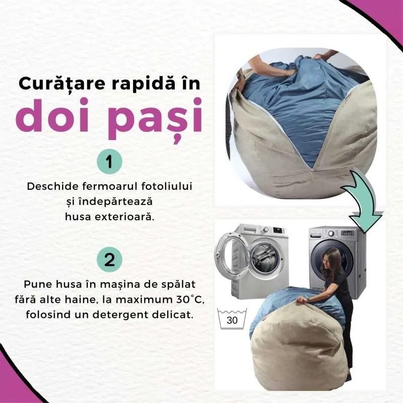 Fotoliu Yoga XL si Perna, Material impermeabil - Cappuccino