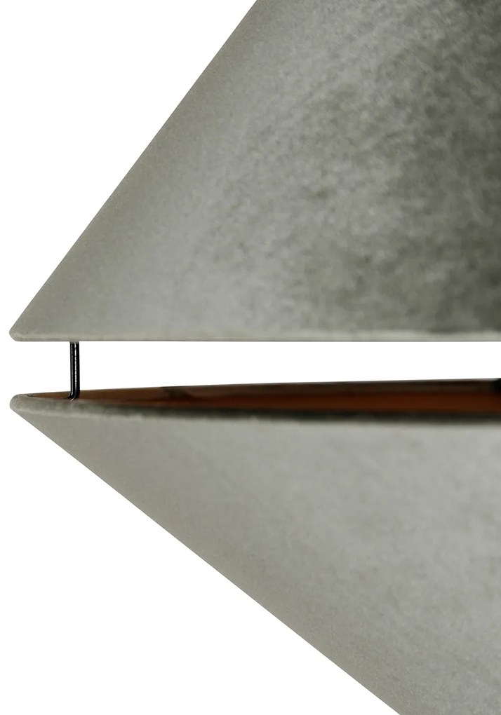 Lampă arcuită din alamă cu abajur dublu din catifea neagră și verde - XXL