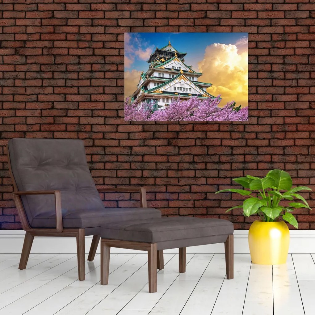 Tablou pe sticlă - Castelul Osaka (70x50 cm)