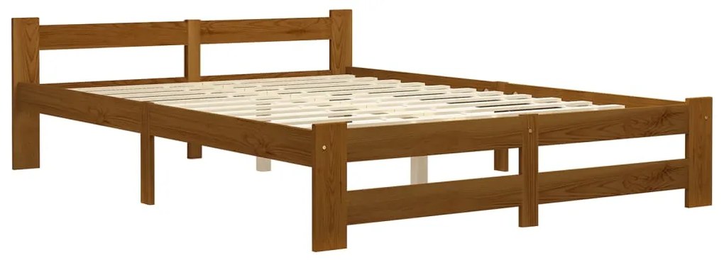 322008 vidaXL Cadru de pat, maro miere, 140 x 200 cm, lemn masiv de pin