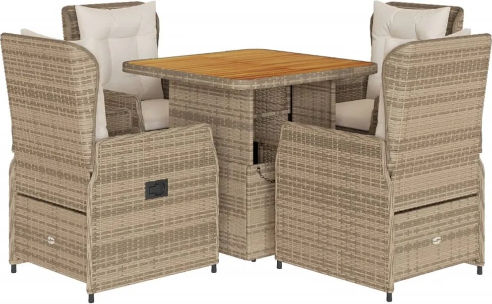 vidaXL Set mobilier de grădină cu perne, 5 piese, bej, poliratan