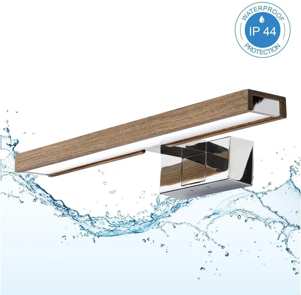 Brilagi-LED Iluminare pentru oglindă de baie 3în1 WOODY MIRROR LED/8W/230V IP44 crom/stejar nuc