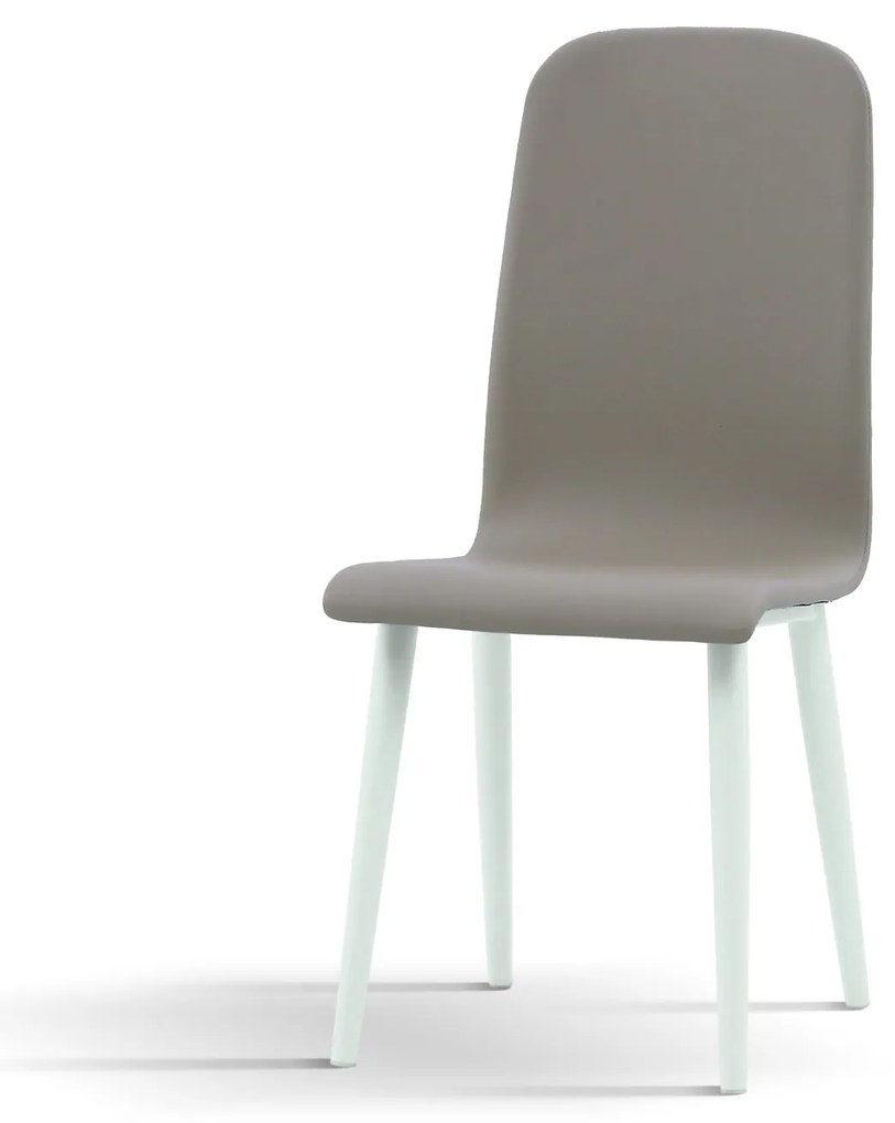 Scaun Arianna, imitatie piele si picior metalic alb - BEJ - PIELE ECOLOGICA - ALB
