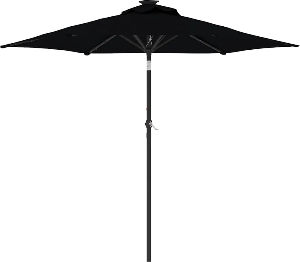 vidaXL Umbrelă soare de grădină stâlp din oțel/LED negru 225x225x212cm