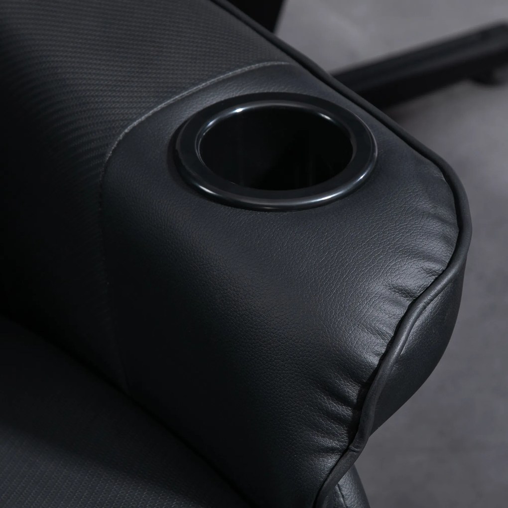 HOMCOM Fotoliu de gaming, Funcție de masaj, Spătar reglabil, Suport pentru picioare, până la 120 kg, Cadru din oțel, Piele ecologică, Negru | Aosom Romania