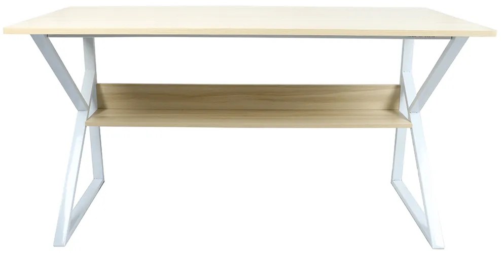 Birou cu raft, stejar natural/alb, TARCAL 100