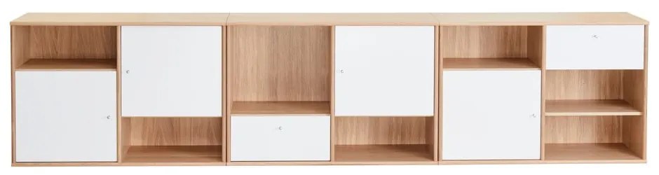 Comodă joasă albă cu aspect de stejar 267x61 cm Mistral - Hammel Furniture