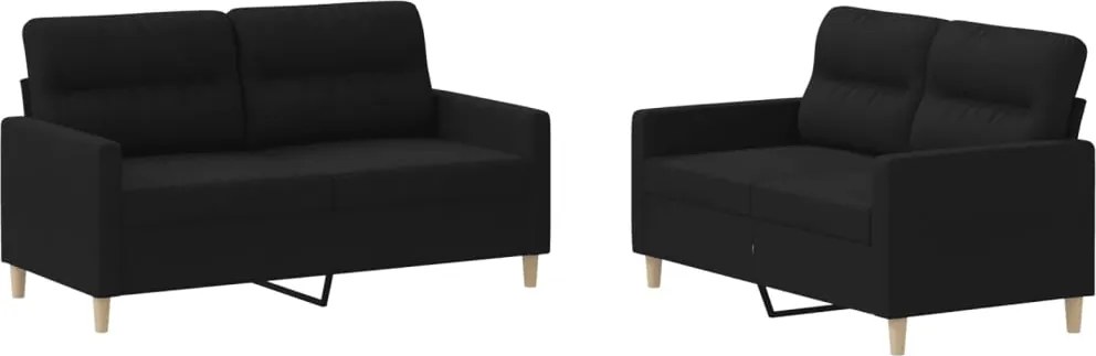vidaXL Set de canapele cu perne, 2 piese, negru, textil