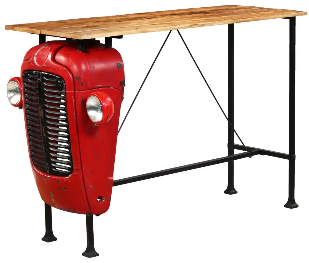 246237 vidaXL Masă bar, stil tractor, lemn masiv mango, roșu, 60x150x107 cm