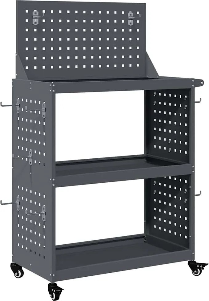 vidaXL Cărucior pentru unelte cu raft Antracit 65 x 35 x 111 cm