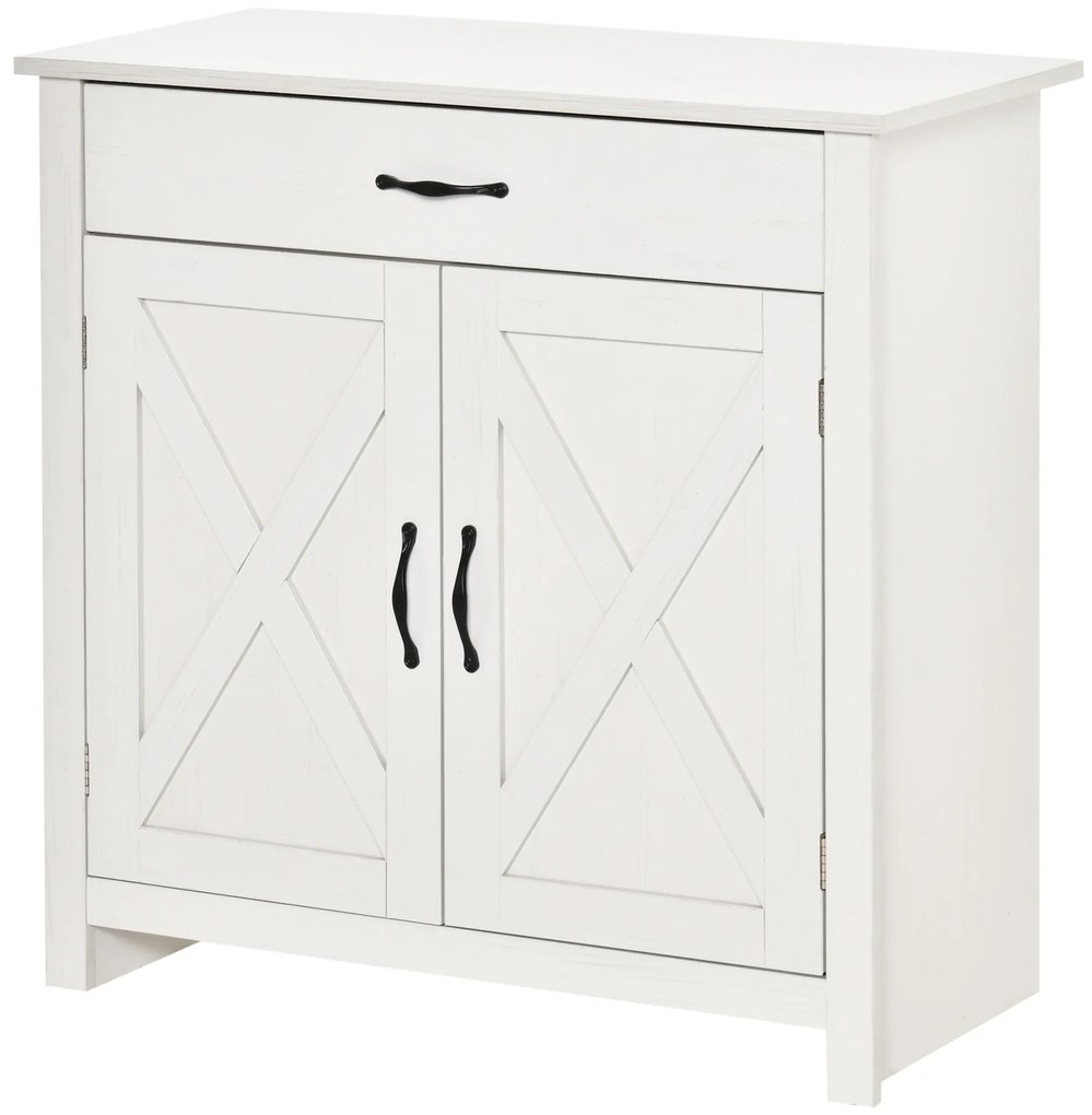 HOMCOM Bufet de Bucătărie cu Sertar 2 Uși și Raft Interior Mobilier Auxiliar Decorativ 80x39,7x80 cm Alb Spălat | Aosom Romania