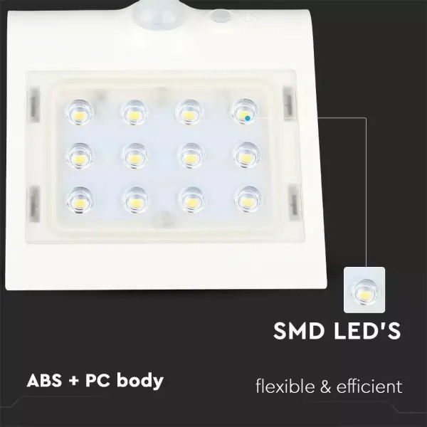 LED Aplică perete solară cu senzor LED/1.5W/3,7V IP65 alb