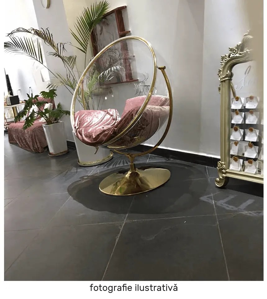 Scaun suspendat cu suport,BUBBLE TIP 2, transparent/auriu/gri