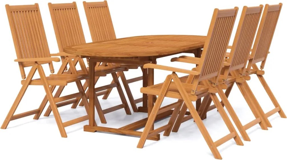 vidaXL Set mobilier de grădină, 7 piese, lemn masiv de acacia, 120-170 cm